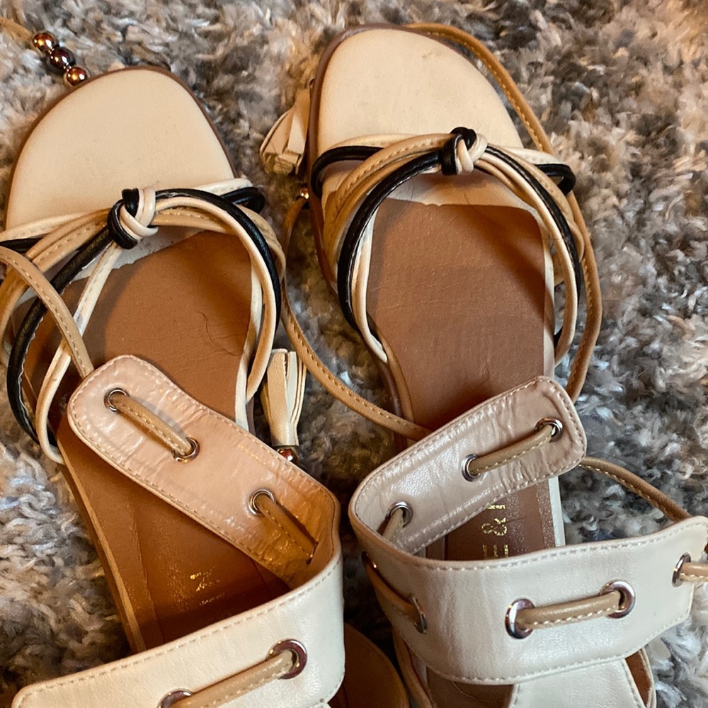 Shein multicolor tie up beaded sandals